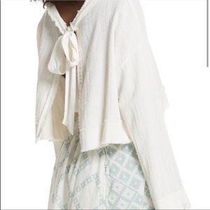 Free People Back Tie White Shirt Sweater